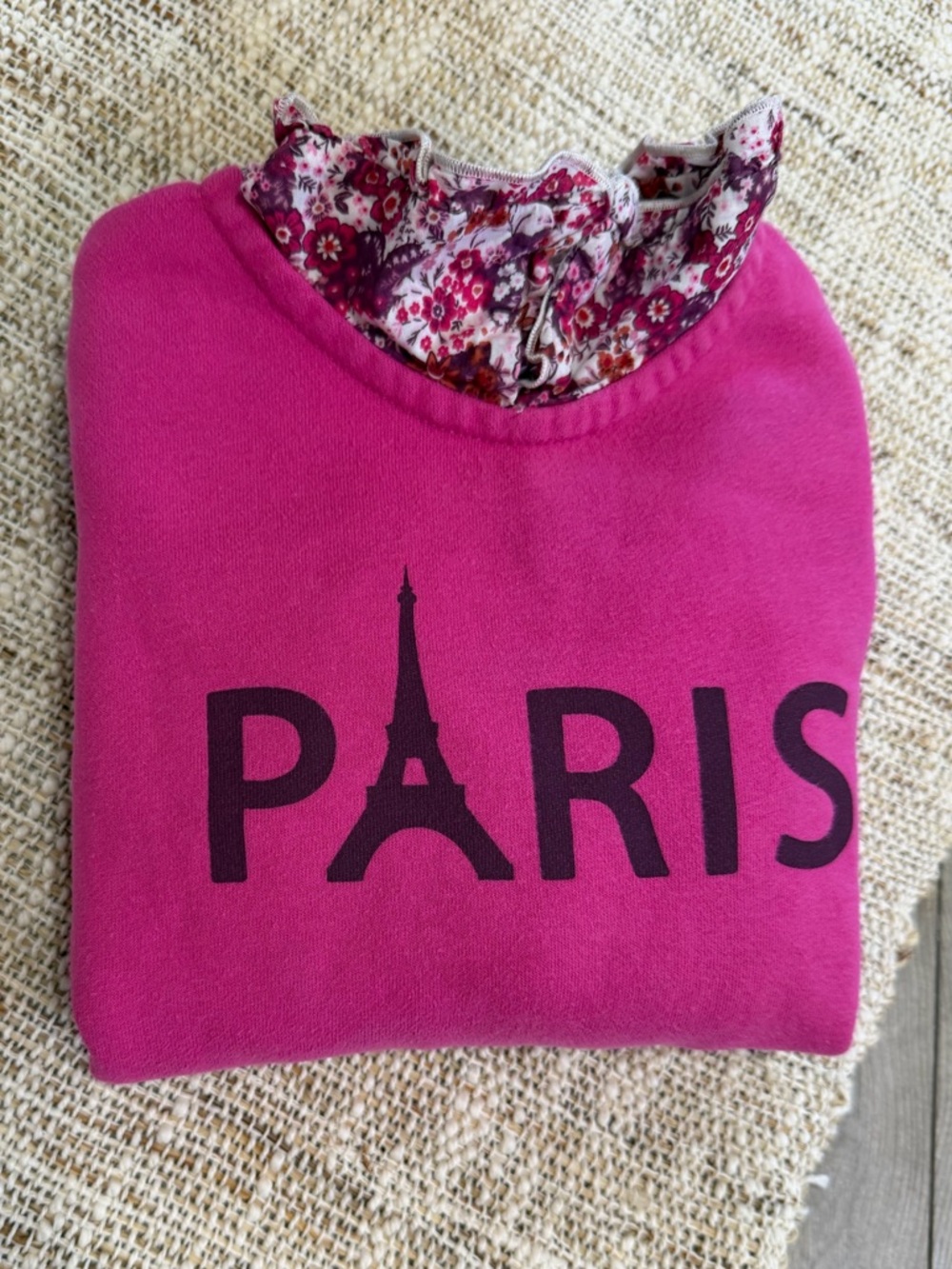 Garanimals Hot Pink Paris Pullover with Floral Ruffle Collar Little Girl Sz 5 - Picture 14 of 16